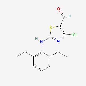 molecular formula C14H15ClN2OS B2459072 4-Chloro-2-[(2,6-diethylphenyl)amino]-1,3-thiazole-5-carbaldehyde CAS No. 756859-03-7