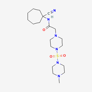 molecular formula C19H34N6O3S B2459076 N-(1-cyanocycloheptyl)-2-{4-[(4-methylpiperazin-1-yl)sulfonyl]piperazin-1-yl}acetamide CAS No. 1311466-12-2