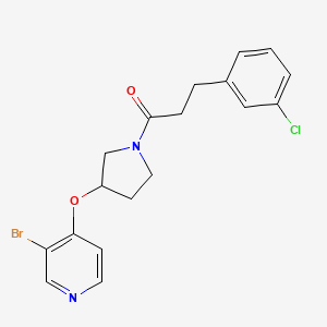 molecular formula C18H18BrClN2O2 B2459085 1-[3-(3-Bromopyridin-4-yl)oxypyrrolidin-1-yl]-3-(3-chlorophenyl)propan-1-one CAS No. 2380168-42-1
