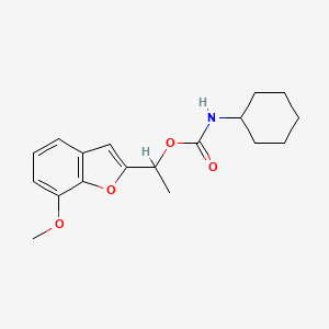 molecular formula C18H23NO4 B2459091 1-(7-methoxy-1-benzofuran-2-yl)ethyl N-cyclohexylcarbamate CAS No. 477871-51-5