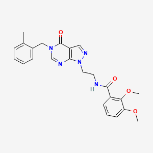 molecular formula C24H25N5O4 B2459112 2,3-dimethoxy-N-(2-(5-(2-methylbenzyl)-4-oxo-4,5-dihydro-1H-pyrazolo[3,4-d]pyrimidin-1-yl)ethyl)benzamide CAS No. 922117-26-8