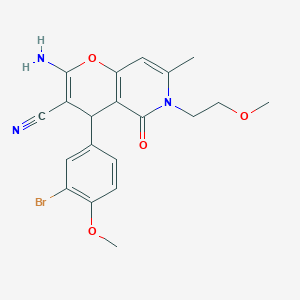 molecular formula C20H20BrN3O4 B2459127 2-amino-4-(3-bromo-4-methoxyphenyl)-6-(2-methoxyethyl)-7-methyl-5-oxo-5,6-dihydro-4H-pyrano[3,2-c]pyridine-3-carbonitrile CAS No. 882361-71-9