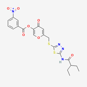 molecular formula C21H20N4O7S2 B2459131 6-(((5-(2-ethylbutanamido)-1,3,4-thiadiazol-2-yl)thio)methyl)-4-oxo-4H-pyran-3-yl 3-nitrobenzoate CAS No. 896012-35-4