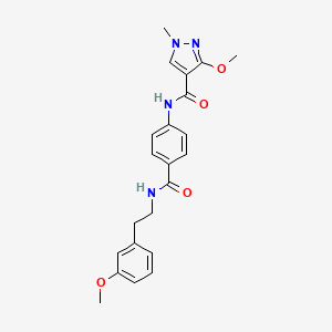 molecular formula C22H24N4O4 B2459134 3-methoxy-N-(4-((3-methoxyphenethyl)carbamoyl)phenyl)-1-methyl-1H-pyrazole-4-carboxamide CAS No. 1206998-28-8