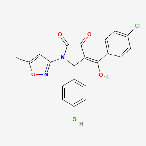 molecular formula C21H15ClN2O5 B2459138 4-(4-氯苯甲酰基)-3-羟基-5-(4-羟基苯基)-1-(5-甲基异恶唑-3-基)-1H-吡咯-2(5H)-酮 CAS No. 618875-58-4