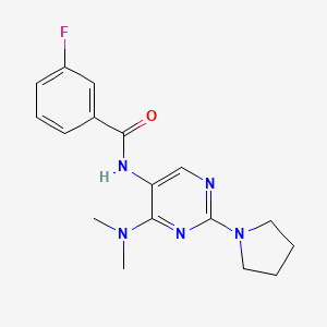 molecular formula C17H20FN5O B2459152 N-(4-(dimethylamino)-2-(pyrrolidin-1-yl)pyrimidin-5-yl)-3-fluorobenzamide CAS No. 1797715-17-3