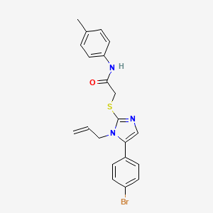 molecular formula C21H20BrN3OS B2459161 2-((1-allyl-5-(4-bromophenyl)-1H-imidazol-2-yl)thio)-N-(p-tolyl)acetamide CAS No. 1206991-81-2