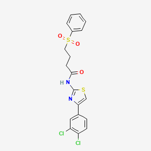 molecular formula C19H16Cl2N2O3S2 B2459165 N-(4-(3,4-dichlorophenyl)thiazol-2-yl)-4-(phenylsulfonyl)butanamide CAS No. 922849-26-1