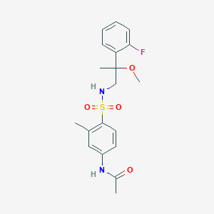molecular formula C19H23FN2O4S B2459189 N-(4-(N-(2-(2-fluorophenyl)-2-methoxypropyl)sulfamoyl)-3-methylphenyl)acetamide CAS No. 1797881-26-5