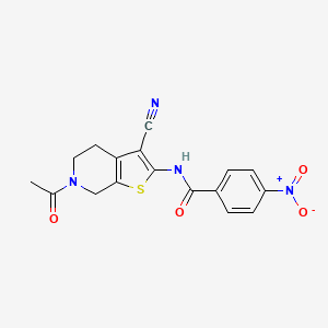 molecular formula C17H14N4O4S B2459193 N-(6-acetyl-3-cyano-5,7-dihydro-4H-thieno[2,3-c]pyridin-2-yl)-4-nitrobenzamide CAS No. 864858-32-2