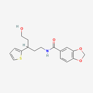 molecular formula C17H19NO4S B2459194 N-(5-羟基-3-(噻吩-2-基)戊基)苯并[d][1,3]二氧杂环-5-甲酰胺 CAS No. 2034241-36-4