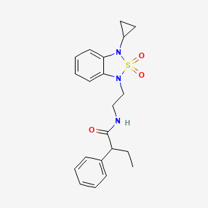molecular formula C21H25N3O3S B2459195 N-[2-(3-cyclopropyl-2,2-dioxo-1,3-dihydro-2lambda6,1,3-benzothiadiazol-1-yl)ethyl]-2-phenylbutanamide CAS No. 2097896-87-0