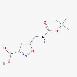 molecular formula C10H14N2O5 B2459197 5-[[(tert-Butoxycarbonyl)amino]methyl]isoxazole-3-carboxylic acid CAS No. 138742-19-5