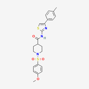 molecular formula C23H25N3O4S2 B2459206 1-((4-methoxyphenyl)sulfonyl)-N-(4-(p-tolyl)thiazol-2-yl)piperidine-4-carboxamide CAS No. 923407-09-4