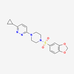 molecular formula C18H20N4O4S B2459212 3-(4-(苯并[d][1,3]二氧杂环-5-基磺酰基)哌嗪-1-基)-6-环丙基哒嗪 CAS No. 2034268-32-9