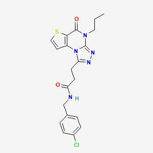 molecular formula C20H20ClN5O2S B2459213 N-(4-chlorobenzyl)-3-(5-oxo-4-propyl-4,5-dihydrothieno[2,3-e][1,2,4]triazolo[4,3-a]pyrimidin-1-yl)propanamide CAS No. 1216378-28-7