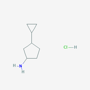 molecular formula C8H16ClN B2459225 3-Cyclopropylcyclopentan-1-amine;hydrochloride CAS No. 2413904-61-5