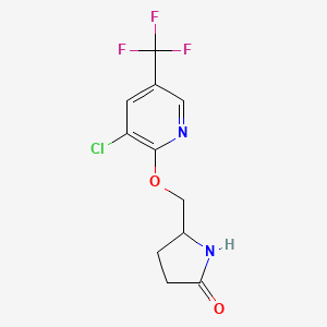 molecular formula C11H10ClF3N2O2 B2459238 5-({[3-Chloro-5-(trifluoromethyl)pyridin-2-yl]oxy}methyl)pyrrolidin-2-one CAS No. 2175979-14-1