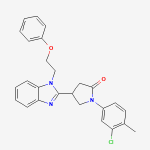 molecular formula C26H24ClN3O2 B2459251 1-(3-chloro-4-methylphenyl)-4-(1-(2-phenoxyethyl)-1H-benzo[d]imidazol-2-yl)pyrrolidin-2-one CAS No. 847397-40-4