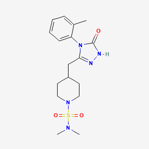 molecular formula C17H25N5O3S B2459252 N,N-二甲基-4-((5-氧代-4-(邻甲苯基)-4,5-二氢-1H-1,2,4-三唑-3-基)甲基)哌啶-1-磺酰胺 CAS No. 2034585-65-2