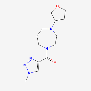 molecular formula C13H21N5O2 B2459255 (1-methyl-1H-1,2,3-triazol-4-yl)(4-(tetrahydrofuran-3-yl)-1,4-diazepan-1-yl)methanone CAS No. 2310082-55-2