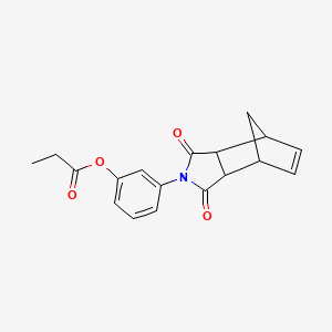 B2459273 3-(1,3-dioxo-3a,4,7,7a-tetrahydro-1H-4,7-methanoisoindol-2(3H)-yl)phenyl propionate CAS No. 467444-71-9