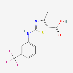 molecular formula C12H9F3N2O2S B2459276 4-Methyl-2-[3-(trifluoromethyl)anilino]-1,3-thiazole-5-carboxylic acid CAS No. 928003-03-6