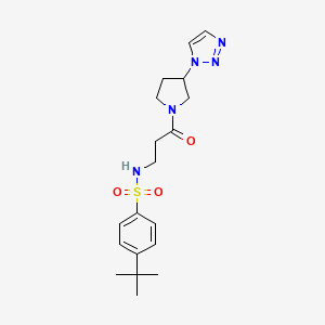 molecular formula C19H27N5O3S B2459293 N-(3-(3-(1H-1,2,3-三唑-1-基)吡咯烷-1-基)-3-氧代丙基)-4-(叔丁基)苯磺酰胺 CAS No. 1788679-05-9