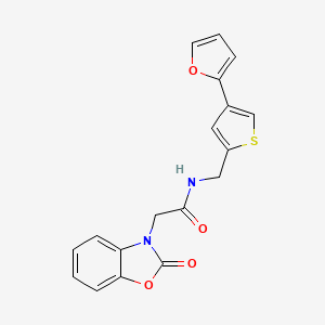 N-[[4-(Furan-2-yl)thiophen-2-yl]methyl]-2-(2-oxo-1,3-benzoxazol-3-yl)acetamide