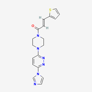 molecular formula C18H18N6OS B2459317 (E)-1-(4-(6-(1H-imidazol-1-yl)pyridazin-3-yl)piperazin-1-yl)-3-(thiophen-2-yl)prop-2-en-1-one CAS No. 1351664-12-4