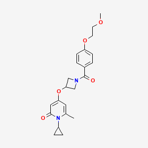 molecular formula C22H26N2O5 B2459326 1-cyclopropyl-4-((1-(4-(2-methoxyethoxy)benzoyl)azetidin-3-yl)oxy)-6-methylpyridin-2(1H)-one CAS No. 2034387-44-3