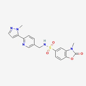 molecular formula C18H17N5O4S B2459333 3-methyl-N-((6-(1-methyl-1H-pyrazol-5-yl)pyridin-3-yl)methyl)-2-oxo-2,3-dihydrobenzo[d]oxazole-5-sulfonamide CAS No. 2034465-03-5