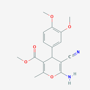 molecular formula C17H18N2O5 B2459339 methyl 6-amino-5-cyano-4-(3,4-dimethoxyphenyl)-2-methyl-4H-pyran-3-carboxylate CAS No. 397875-68-2