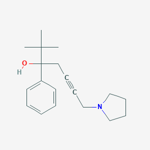 molecular formula C19H27NO B245935 2,2-Dimethyl-3-phenyl-7-pyrrolidin-1-yl-hept-5-yn-3-ol 