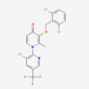 B2459357 1-(3-Chloro-5-(trifluoromethyl)-2-pyridinyl)-3-((2,6-dichlorobenzyl)oxy)-2-methyl-4(1H)-pyridinone CAS No. 338965-41-6