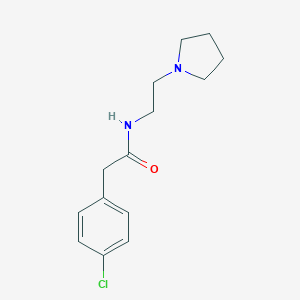 molecular formula C14H19ClN2O B245936 2-(4-chlorophenyl)-N-[2-(pyrrolidin-1-yl)ethyl]acetamide 
