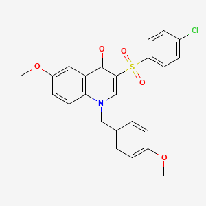 molecular formula C24H20ClNO5S B2459368 3-(4-氯苯基)磺酰基-6-甲氧基-1-[(4-甲氧基苯基)甲基]喹啉-4-酮 CAS No. 866810-36-8