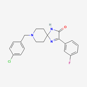 molecular formula C20H19ClFN3O B2459394 8-(4-Chlorobenzyl)-3-(3-fluorophenyl)-1,4,8-triazaspiro[4.5]dec-3-en-2-one CAS No. 1185119-95-2