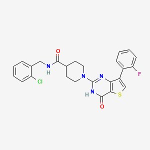 molecular formula C25H22ClFN4O2S B2459405 N-(2-chlorobenzyl)-1-[7-(2-fluorophenyl)-4-oxo-3,4-dihydrothieno[3,2-d]pyrimidin-2-yl]piperidine-4-carboxamide CAS No. 1242969-29-4