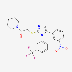 2-((5-(3-nitrophenyl)-1-(3-(trifluoromethyl)phenyl)-1H-imidazol-2-yl)thio)-1-(piperidin-1-yl)ethanone