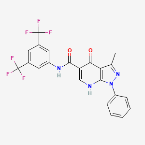 N-(3,5-bis(trifluoromethyl)phenyl)-3-methyl-4-oxo-1-phenyl-4,7-dihydro-1H-pyrazolo[3,4-b]pyridine-5-carboxamide