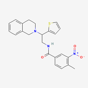 molecular formula C23H23N3O3S B2459412 N-(2-(3,4-dihydroisoquinolin-2(1H)-yl)-2-(thiophen-2-yl)ethyl)-4-methyl-3-nitrobenzamide CAS No. 898407-87-9
