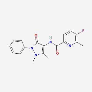 molecular formula C18H17FN4O2 B2459413 N-(1,5-Dimethyl-3-oxo-2-phenylpyrazol-4-yl)-5-fluoro-6-methylpyridine-2-carboxamide CAS No. 2415556-14-6