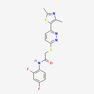 molecular formula C17H14F2N4OS2 B2459433 N-(2,4-difluorophenyl)-2-((6-(2,4-dimethylthiazol-5-yl)pyridazin-3-yl)thio)acetamide CAS No. 894009-32-6