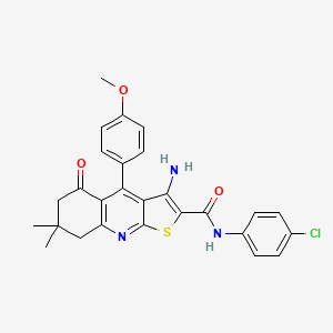 molecular formula C27H24ClN3O3S B2459459 3-amino-N-(4-chlorophenyl)-4-(4-methoxyphenyl)-7,7-dimethyl-5-oxo-5,6,7,8-tetrahydrothieno[2,3-b]quinoline-2-carboxamide CAS No. 892214-43-6