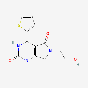 molecular formula C13H15N3O3S B2459471 6-(2-hydroxyethyl)-1-methyl-4-(thiophen-2-yl)-3,4,6,7-tetrahydro-1H-pyrrolo[3,4-d]pyrimidine-2,5-dione CAS No. 1203171-07-6