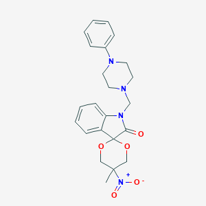 molecular formula C23H26N4O5 B245948 5-Methyl-5-nitro-1'-[(4-phenyl-1-piperazinyl)methyl]-1',2'-dihydrospiro([1,3]dioxane-2,3'-indole)-2'-one 