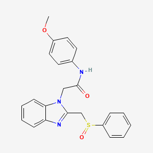 molecular formula C23H21N3O3S B2459481 N-(4-Methoxyphenyl)-2-(2-((phenylsulfinyl)methyl)-1H-1,3-benzimidazol-1-yl)acetamide CAS No. 339100-80-0