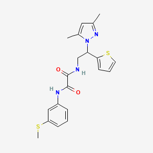 molecular formula C20H22N4O2S2 B2459486 N1-(2-(3,5-dimethyl-1H-pyrazol-1-yl)-2-(thiophen-2-yl)ethyl)-N2-(3-(methylthio)phenyl)oxalamide CAS No. 2034564-77-5