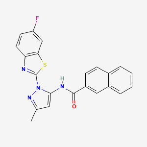 molecular formula C22H15FN4OS B2459488 N-(1-(6-fluorobenzo[d]thiazol-2-yl)-3-methyl-1H-pyrazol-5-yl)-2-naphthamide CAS No. 1173249-78-9